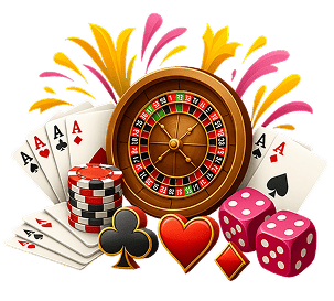 img of cards, chips, dice and roulette